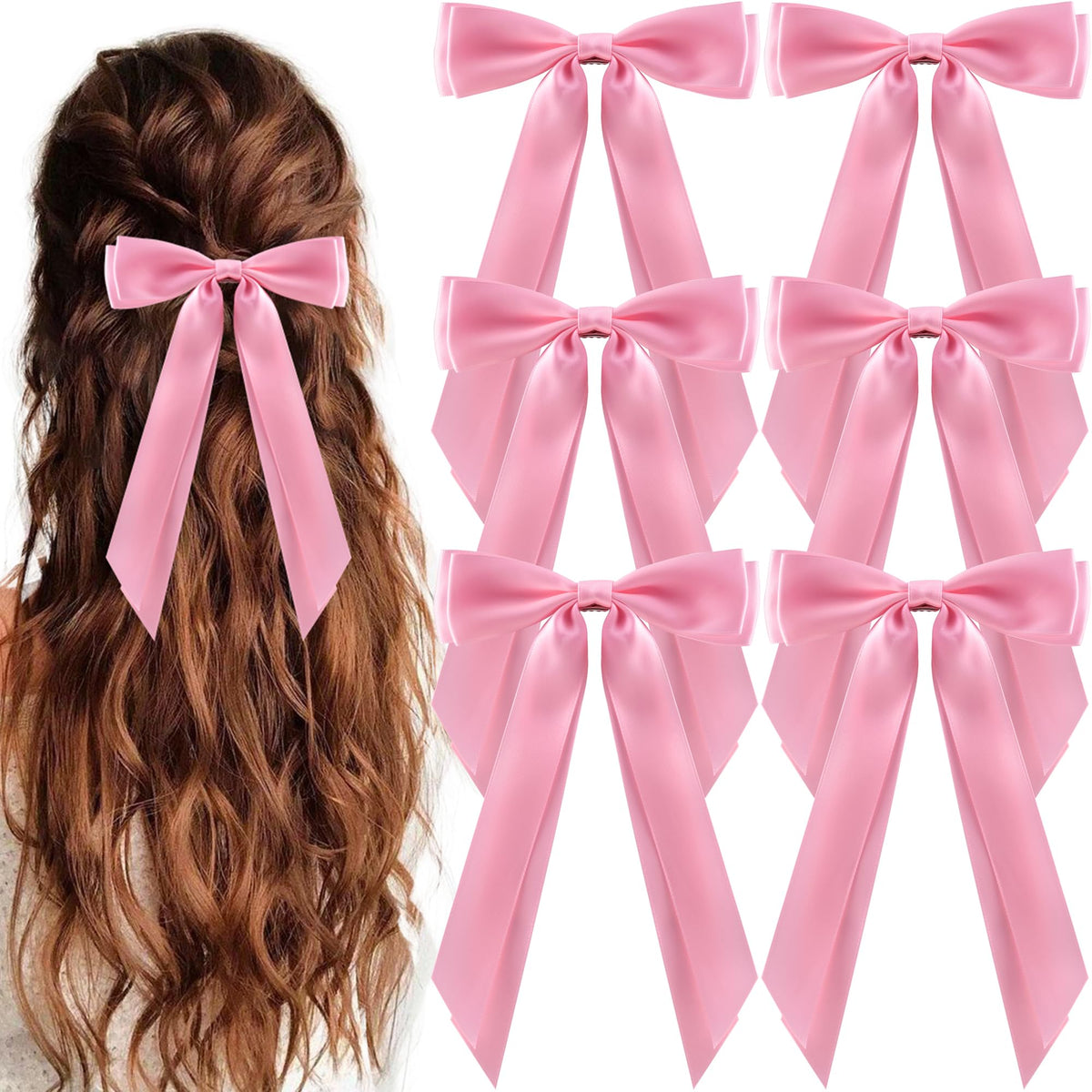 hisial front packaging showing six pink satin bows and neat presentation