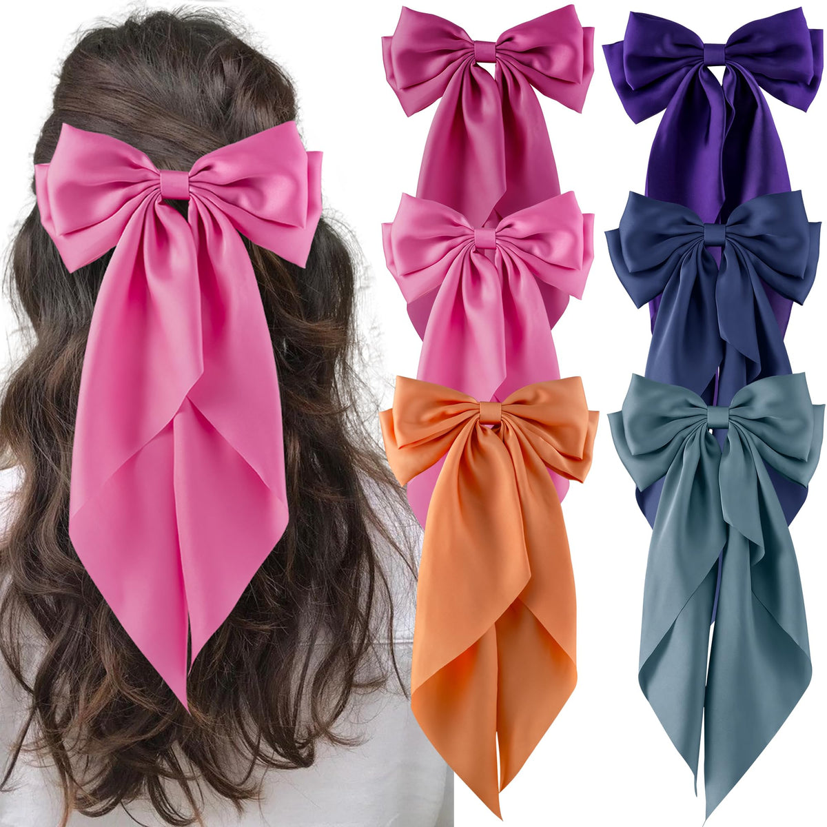 hisial front view showing six colorful large bows, stylish and ready to wear