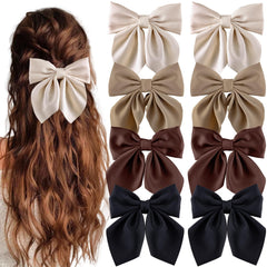 hisial front view small satin hair bows showing polished finish and neat shape