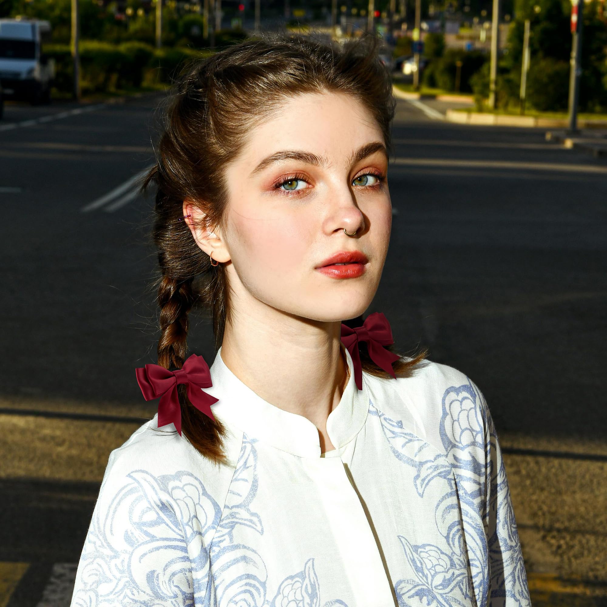 hisial woman wearing bow clip in half-up style for polished look