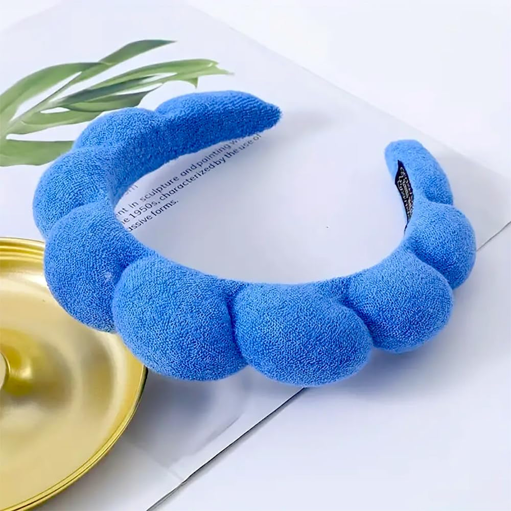HitModa headband in use during facial wash keeping hair dry and tidy
