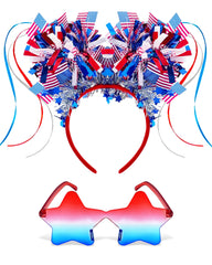 Hiwtonk headband front view showing bold patriotism and festive sparkle