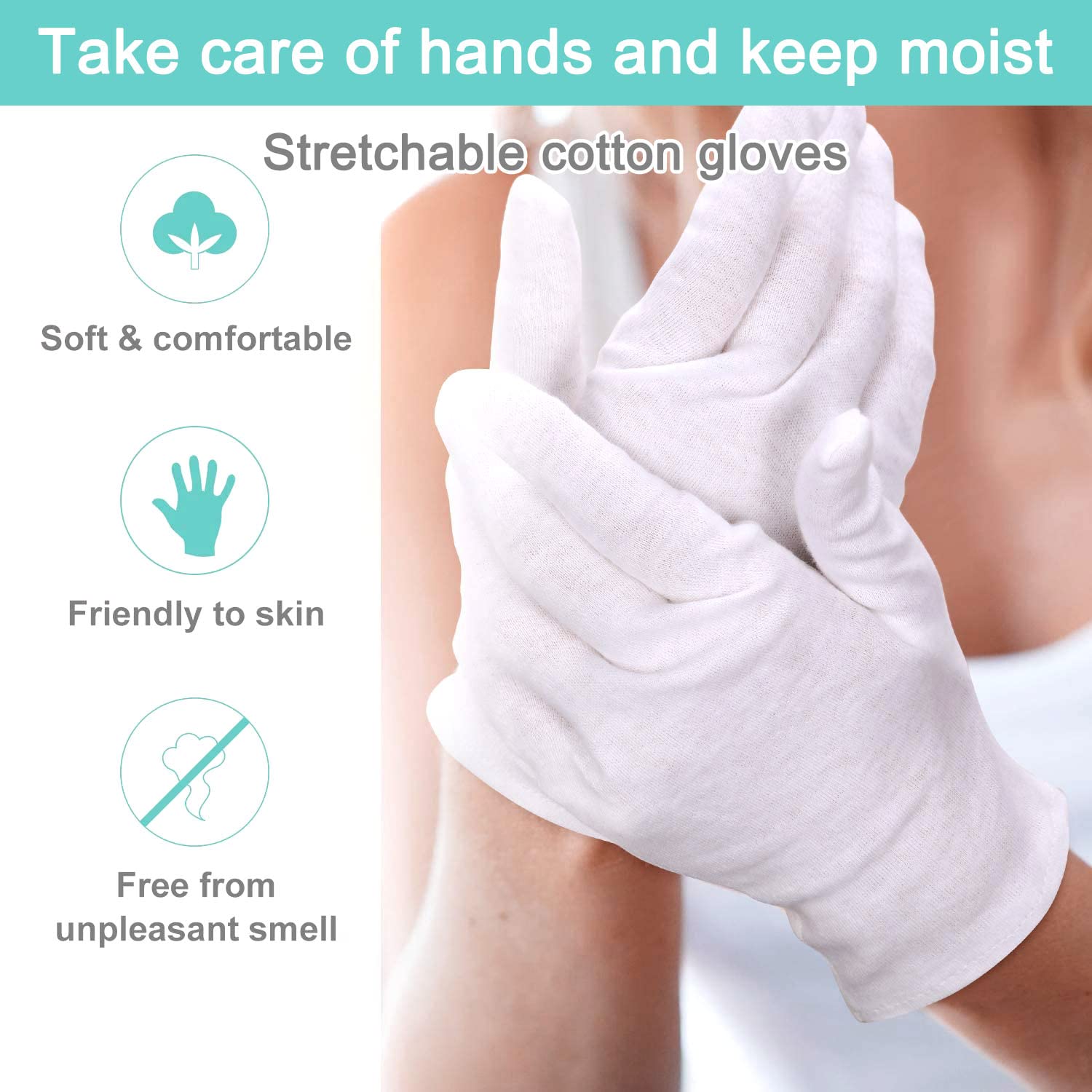 HJDHS gloves close-knit cotton texture highlighting breathable comfort
