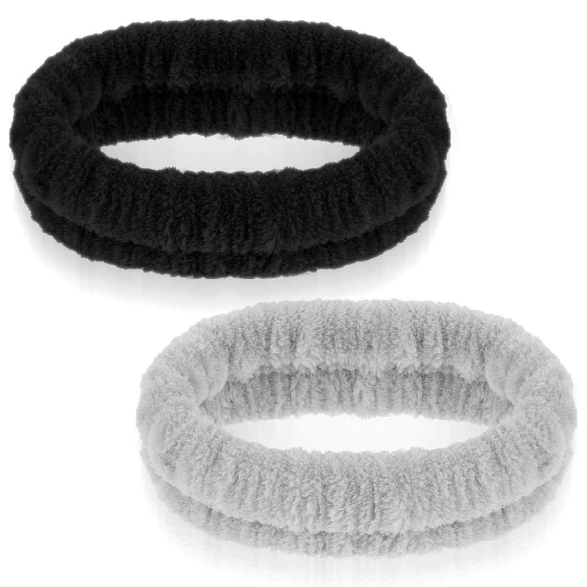 HJZHII front view of gray and black headbands showing neat compact design and convenience