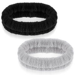 HJZHII front view of gray and black headbands showing neat compact design and convenience