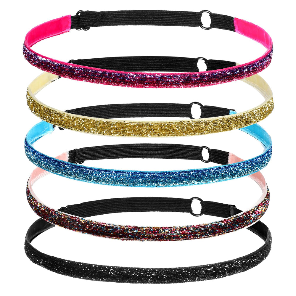 HJZHII front packaging showing five colorful glitter headbands and product variety