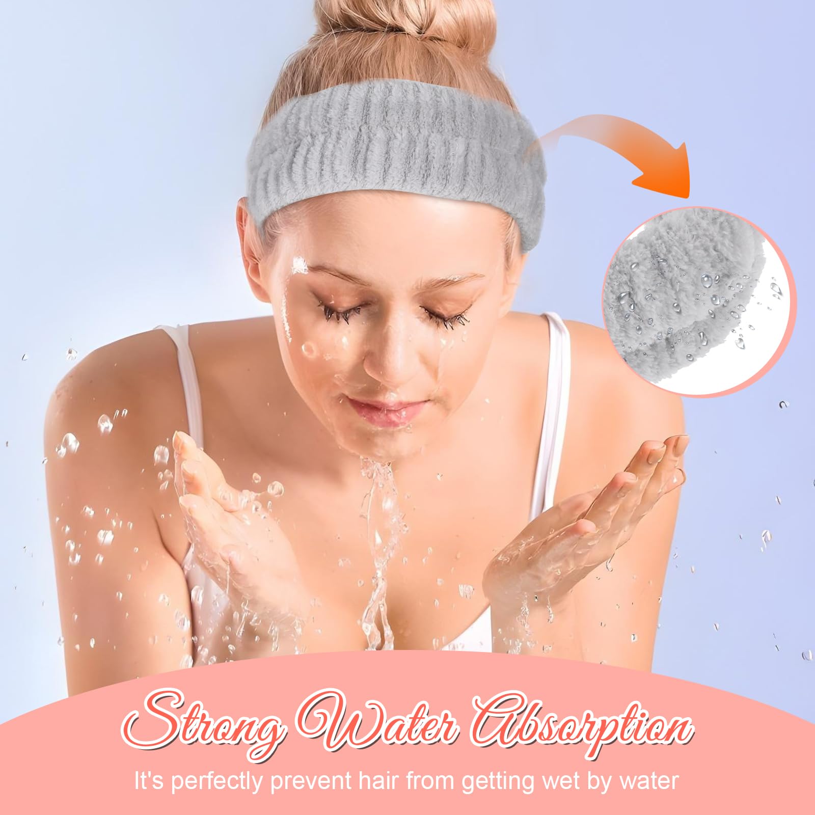 HJZHII headband worn while washing face keeping hair back for cleaner skincare routine