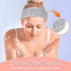HJZHII headband worn while washing face keeping hair back for cleaner skincare routine