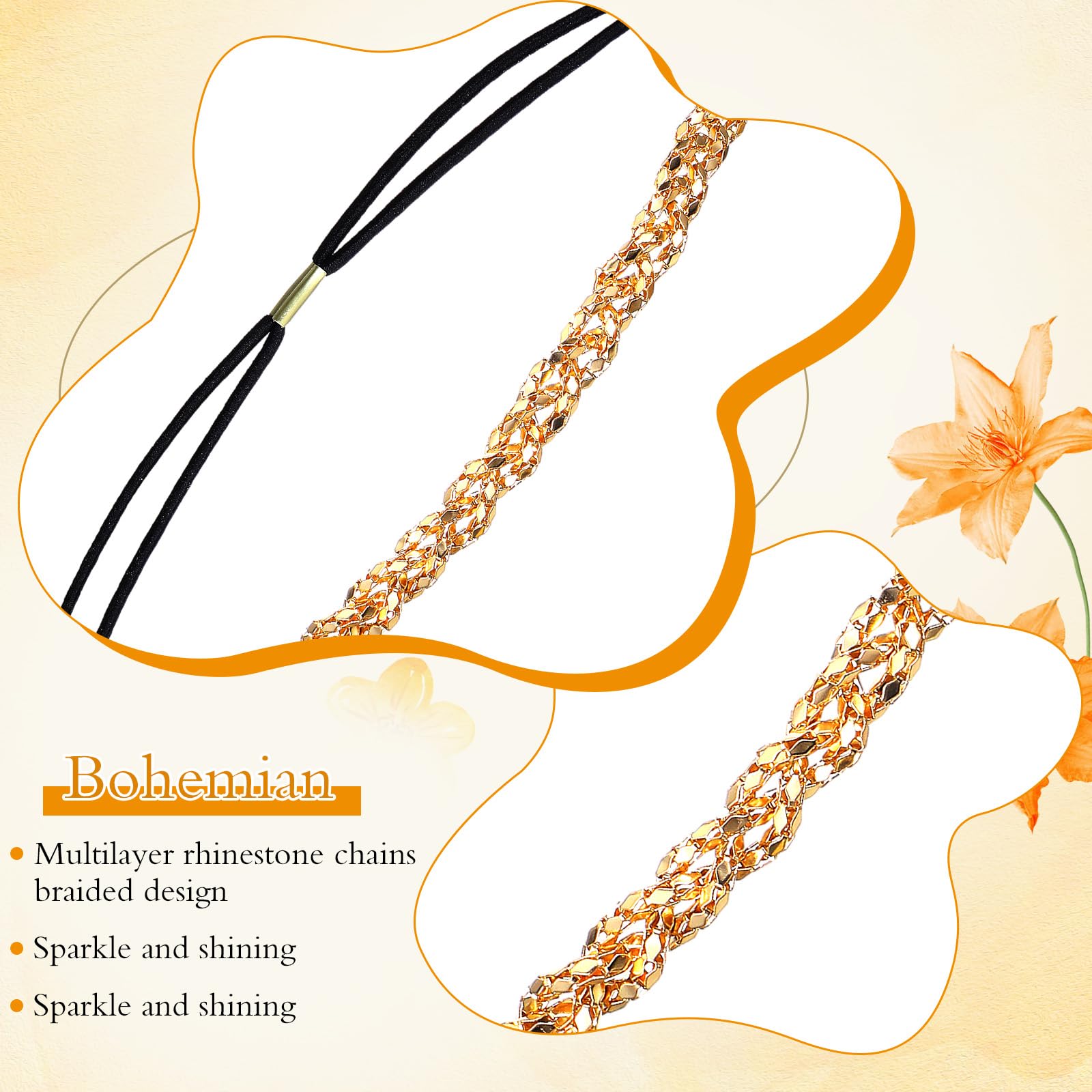 HJZHII head chain worn on model showing vintage 70s look and comfortable fit