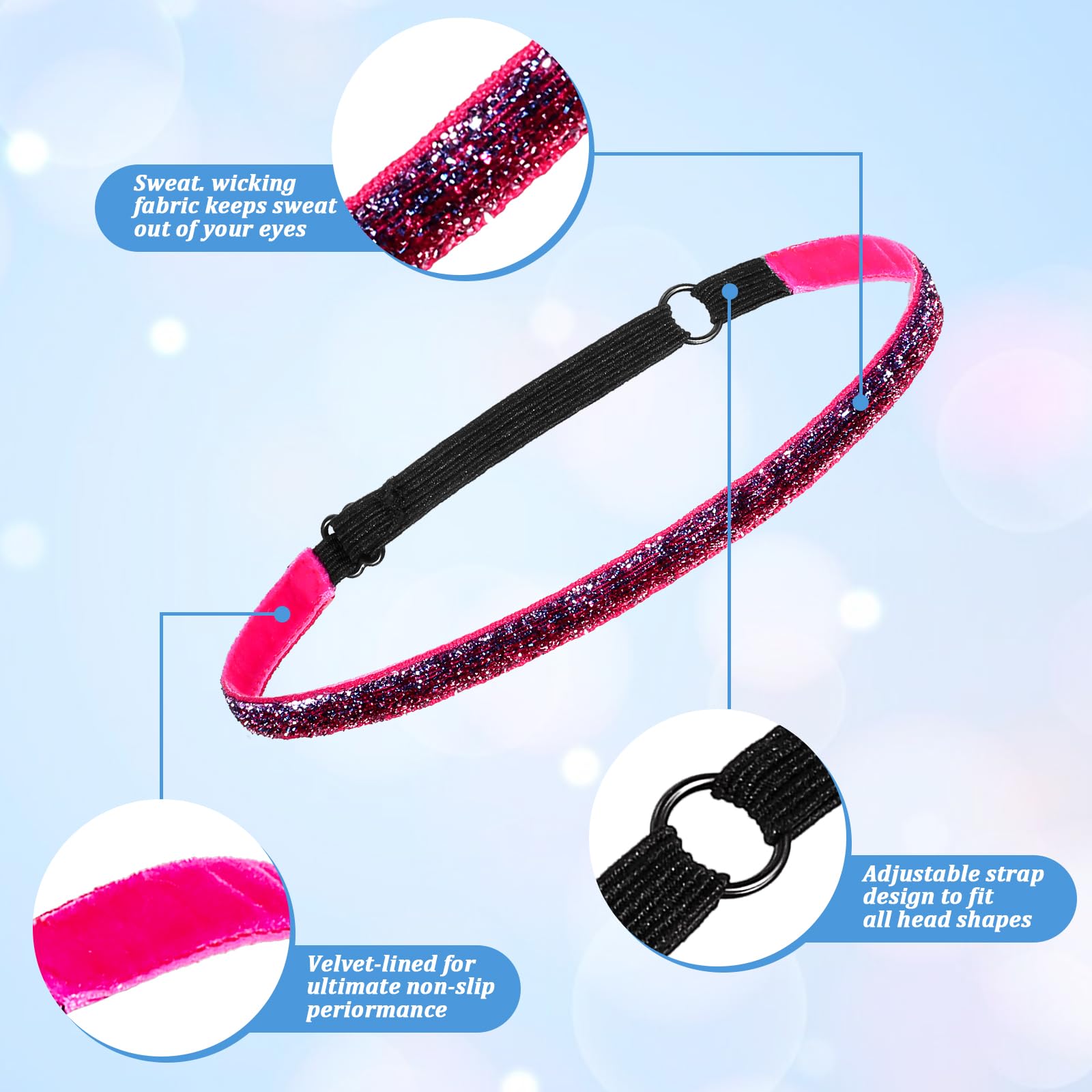 HJZHII headband beside ruler indicating compact size and stretchability
