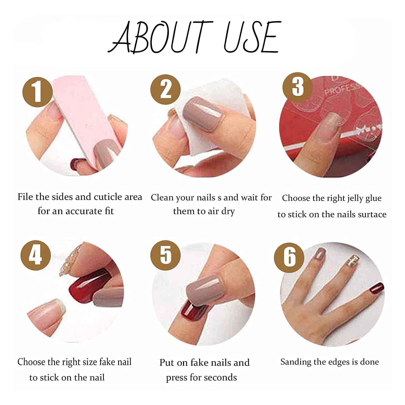 Hkanlre nails applied on hand demonstrating quick press-on convenience
