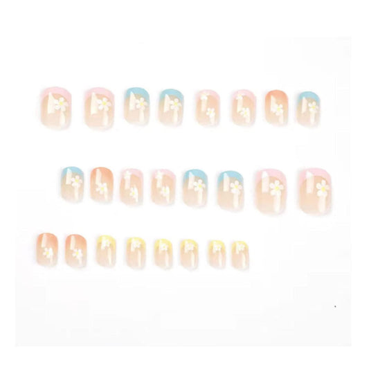 Hkanlre close-up of flower detail on nail highlighting delicate design