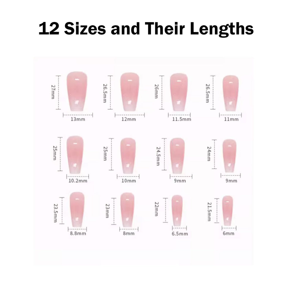 Hkanlre size layout with nails aligned to show fit options and variety