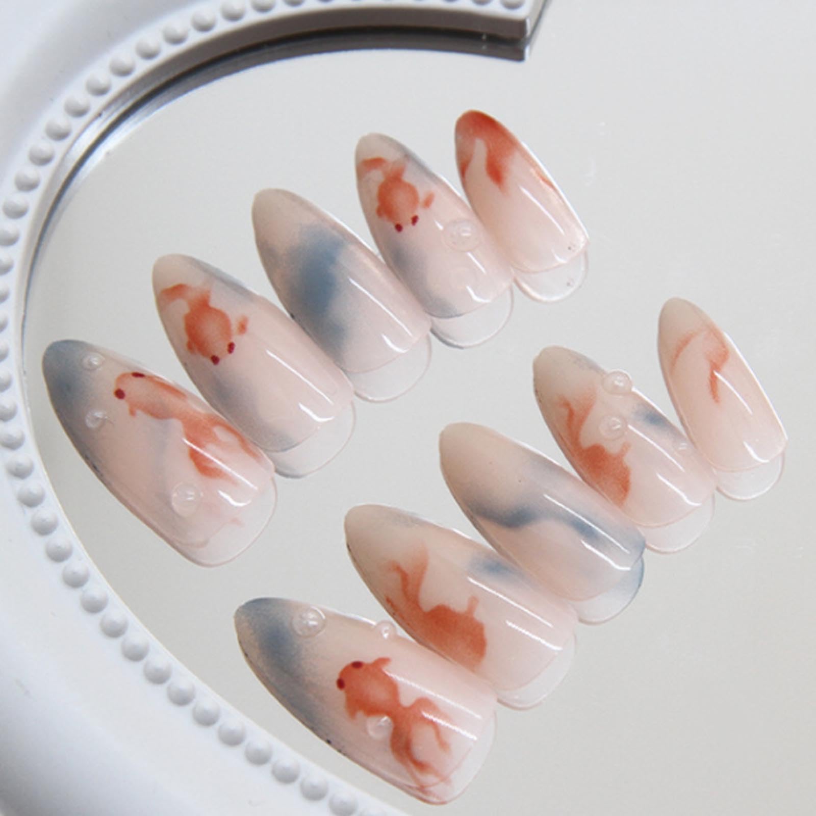 Hkanlre side view of a press-on nail thickness, durable ABS material for comfort