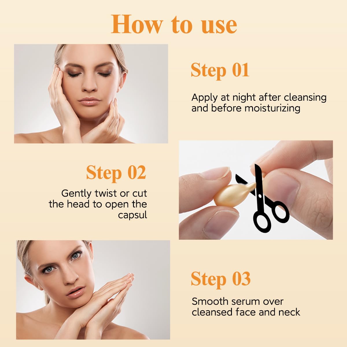 HKH woman applying serum to face showing quick absorption and radiant skin benefit