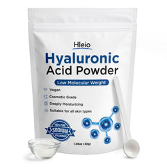 Hleio front powder jar showing clean packaging and ingredient clarity