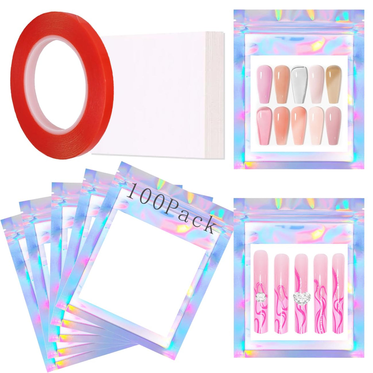HLQHXWHZT holographic front packaging showing shiny display benefit