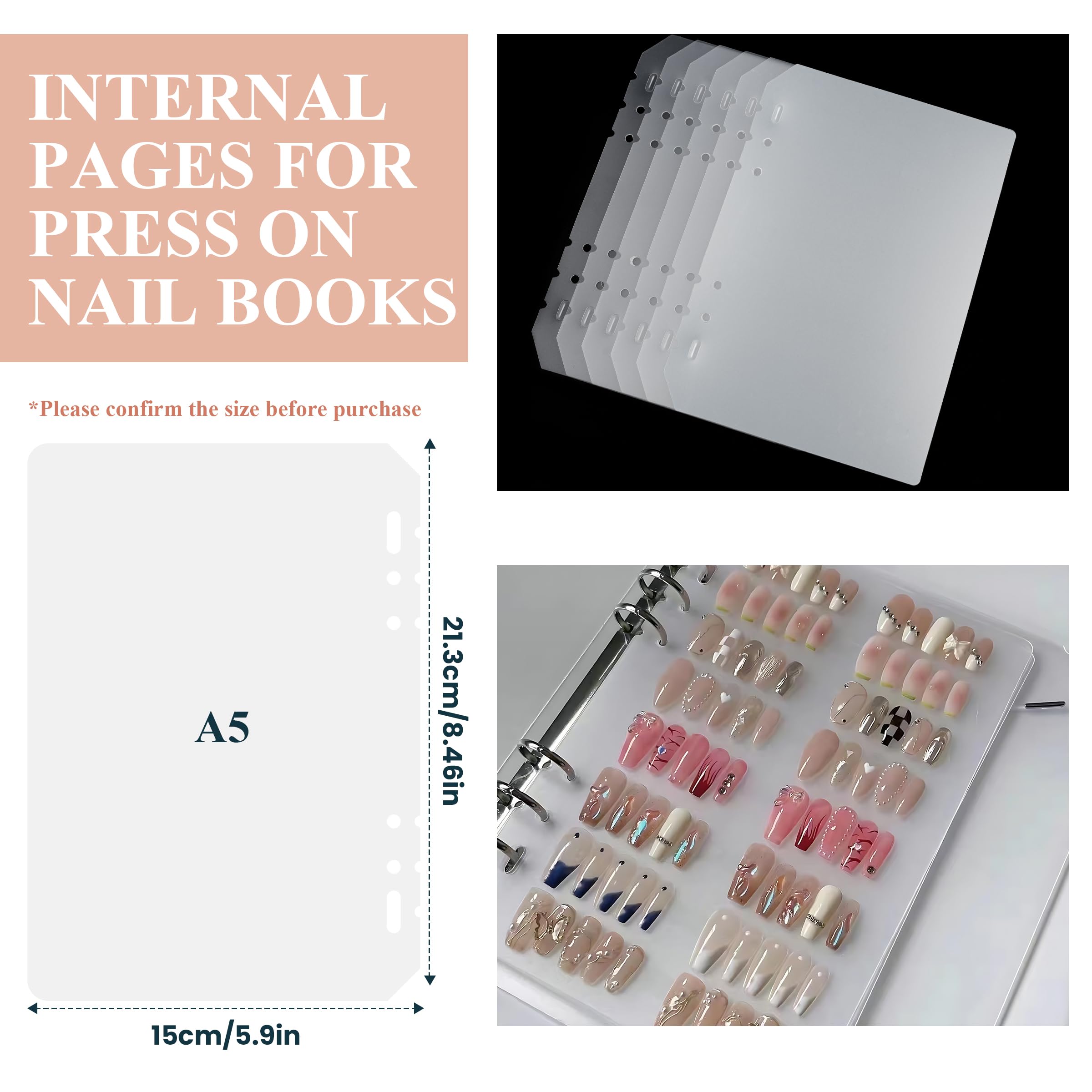 HLQHXWHZT insert pages placed in a nail book for compact organized storage