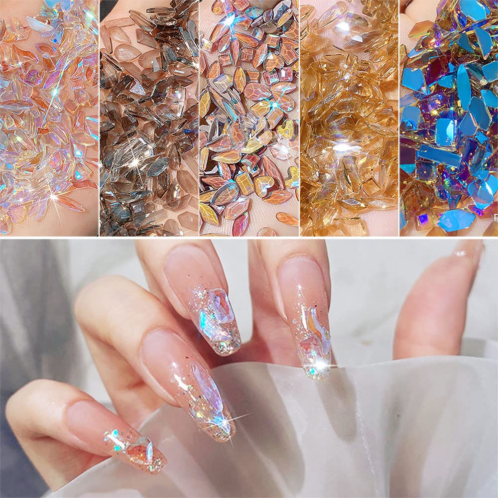 HNUIX crystals applied on a manicure demonstrating secure placement and sparkle