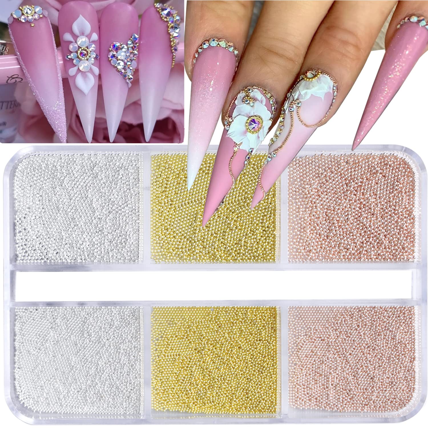HNUIX front package of mixed metal nail beads showing product variety and convenience