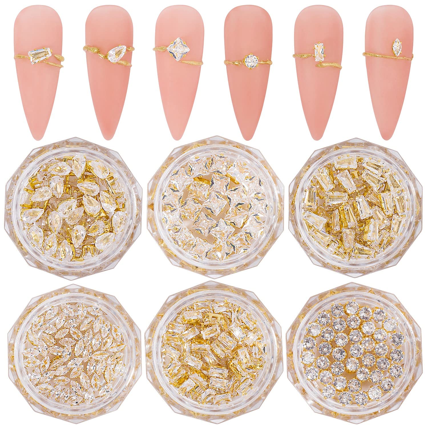 HNUIX front packaging showing 120-piece nail charms set and variety