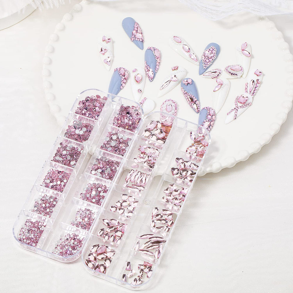 HNUIX crystals applied on nails displaying glamorous finish and salon-quality effect