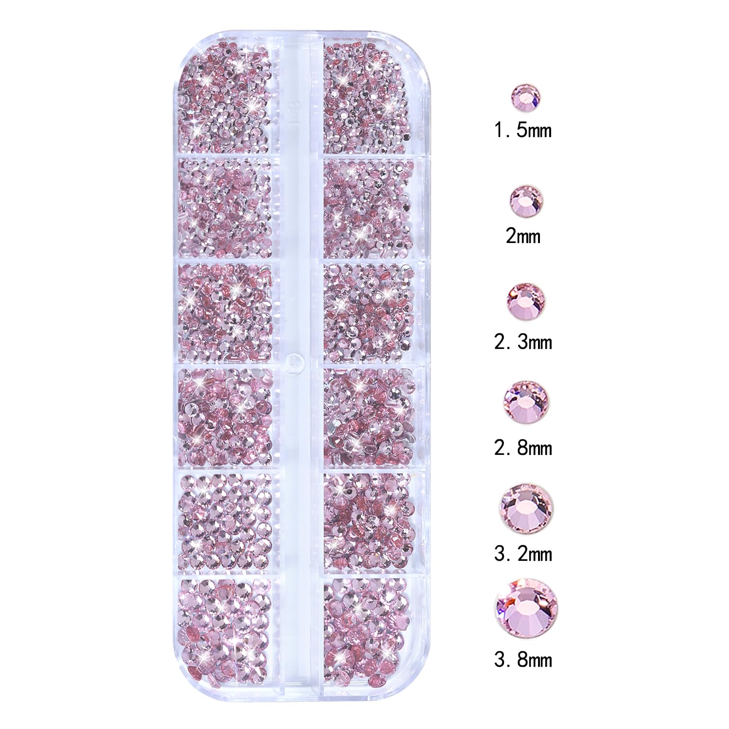 HNUIX arranged round sizes demonstrating mix of 1.8mm to 4mm for varied nail designs