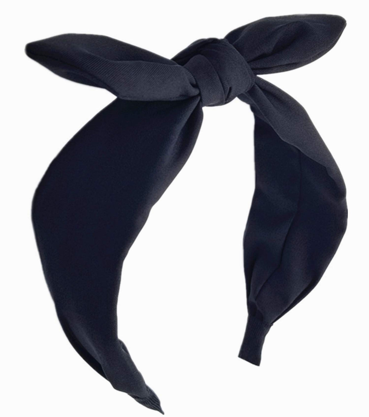 hodooly front view black headband showing neat wrapped finish and styling benefit