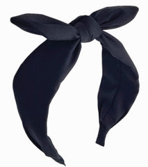 hodooly front view black headband showing neat wrapped finish and styling benefit