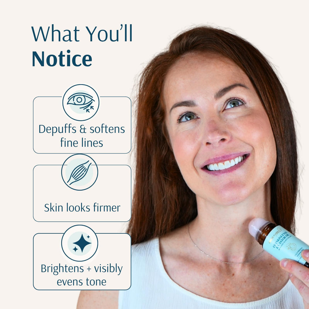 Holistic Goddess applied under-eye using roller to reduce puffiness and refresh