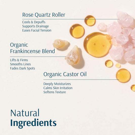 Holistic Goddess rose quartz roller close-up offering cool, precise application