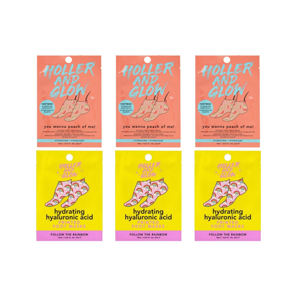 Holler & Glow front packaging showing playful prints and six-pack benefit