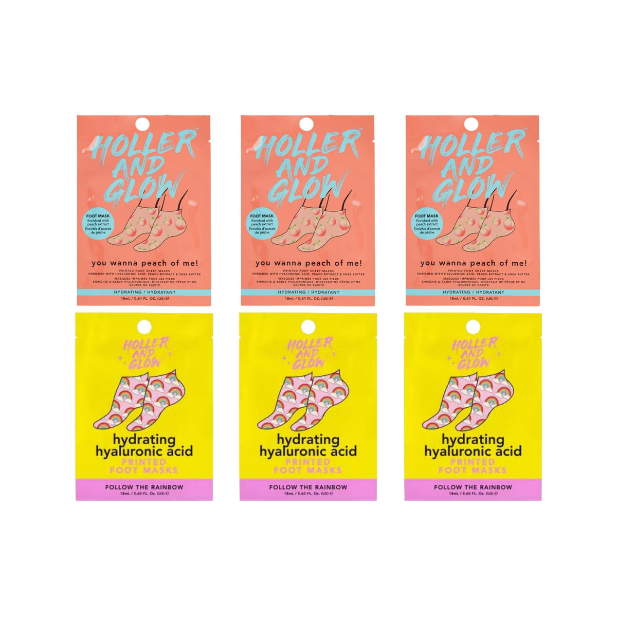 Holler & Glow front packaging showing playful prints and six-pack benefit