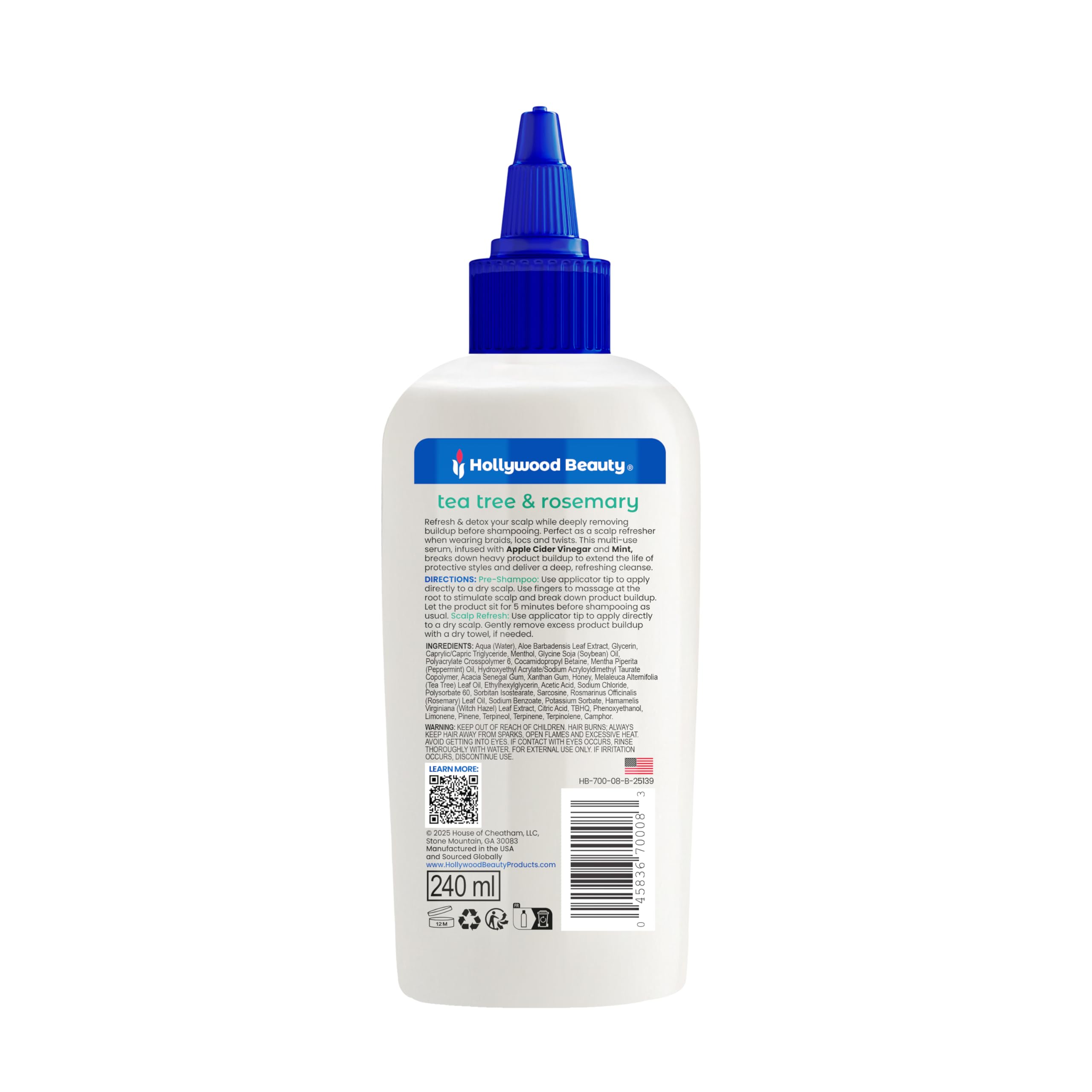 Hollywood Beauty back label close-up listing ingredients and usage directions benefits