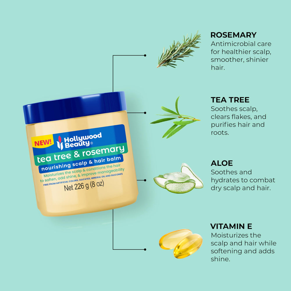 Hollywood Beauty tea tree leaves representing cleansing benefit for scalp