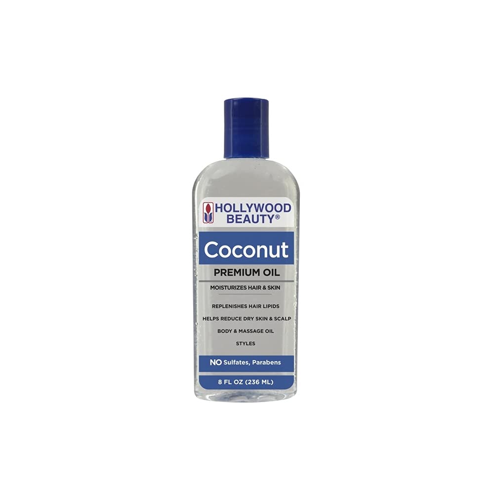 Hollywood Beauty coconut oil front bottle view showing label and size, convenient hydration