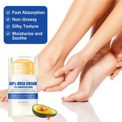 Hand applying Holyarm cream to a cracked heel for deep hydration