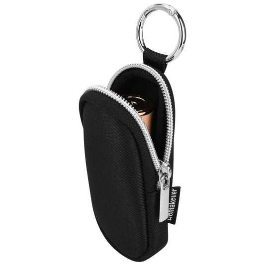 Homakover front view of black organizer case showing secure closure and compact benefit