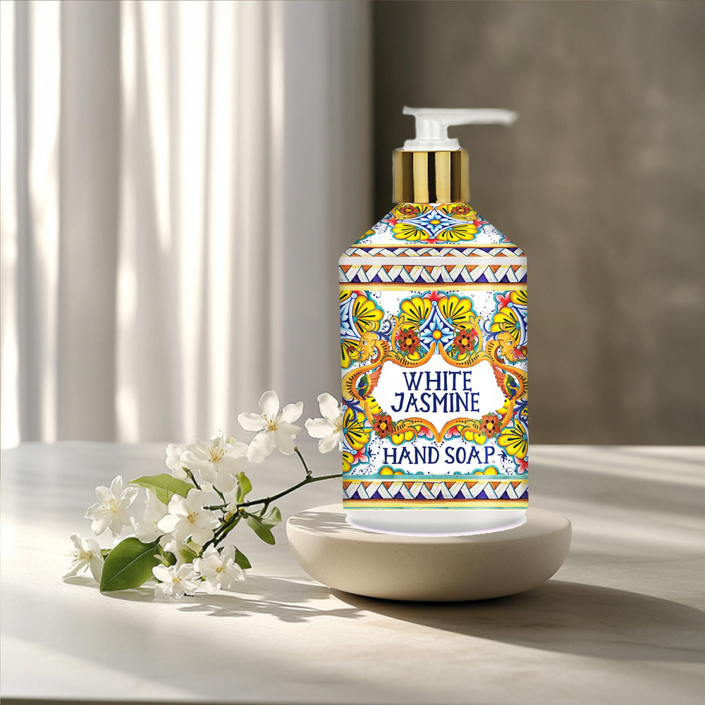 Home & Body Company White Jasmine in bathroom setting, elevates guest experience