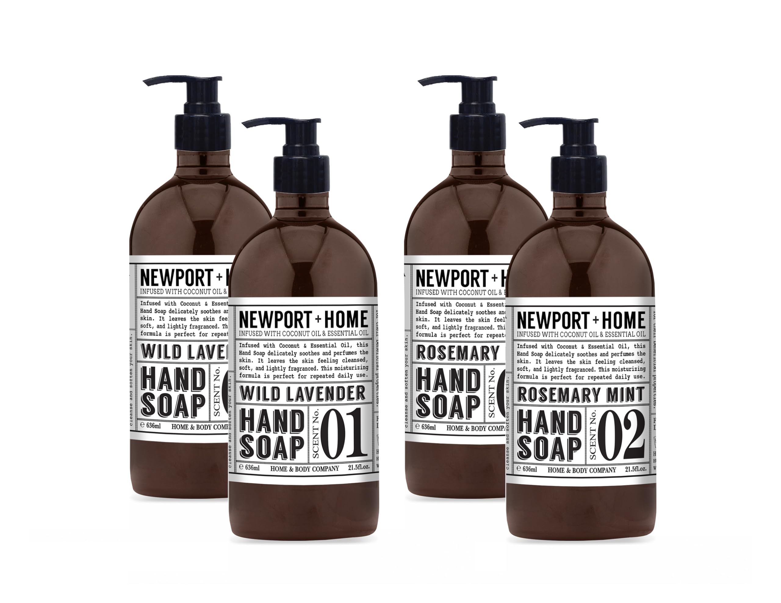 Home & Body Company Newport front packaging showing two scent bottles and benefits