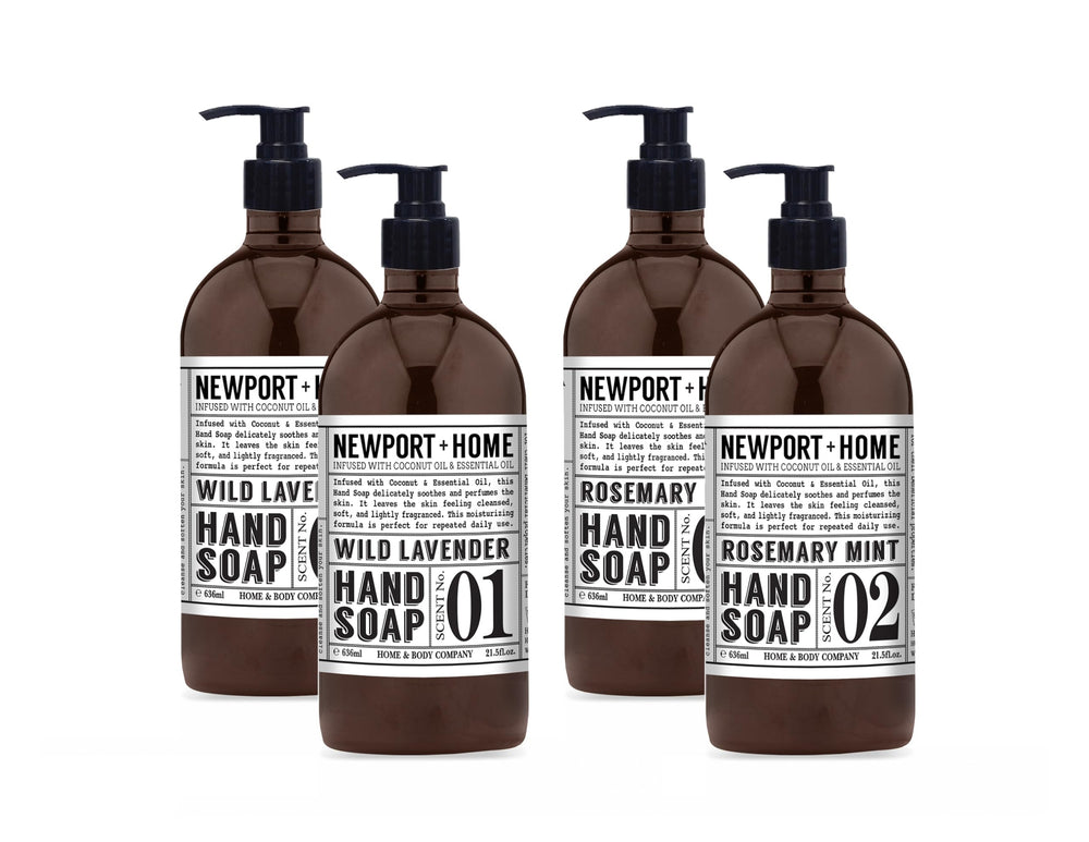 Home & Body Company Newport front packaging showing two scent bottles and benefits
