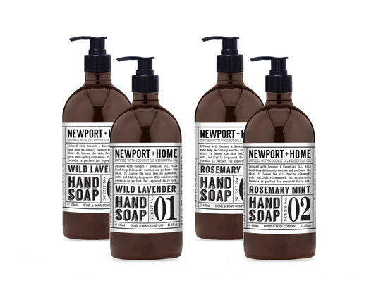 Home & Body Company Newport front packaging showing two scent bottles and benefits