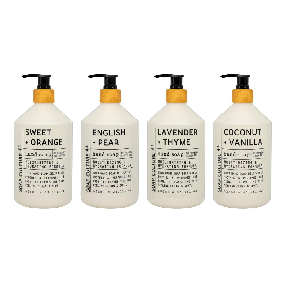 Home & Body Company front-packaging showing four scented bottles for variety