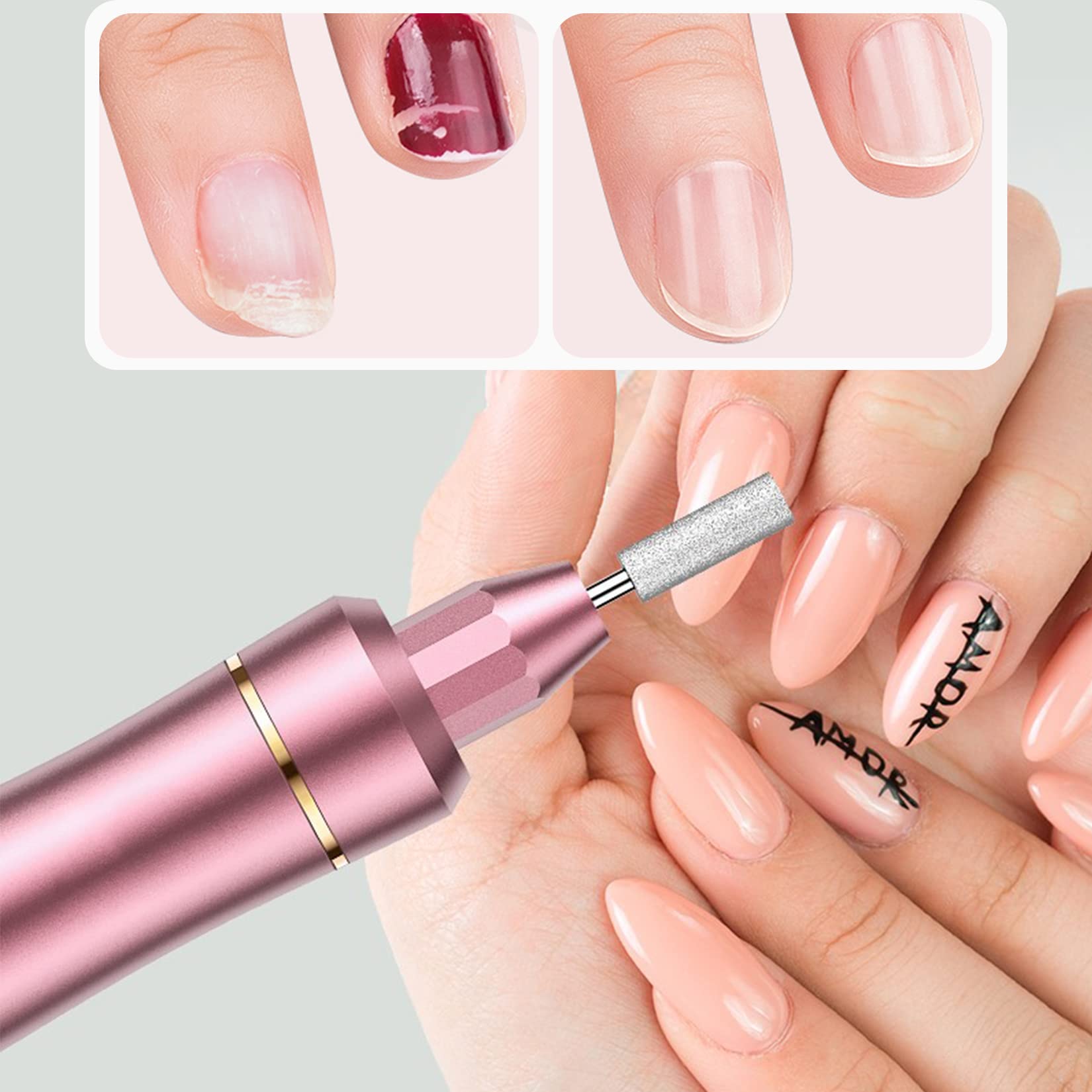 Homeet bit shaping acrylic nail demonstrating smooth finishing