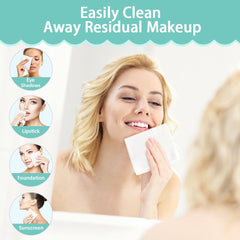 HOMEXCEL towel removing makeup from face demonstrating effective, gentle cleaning