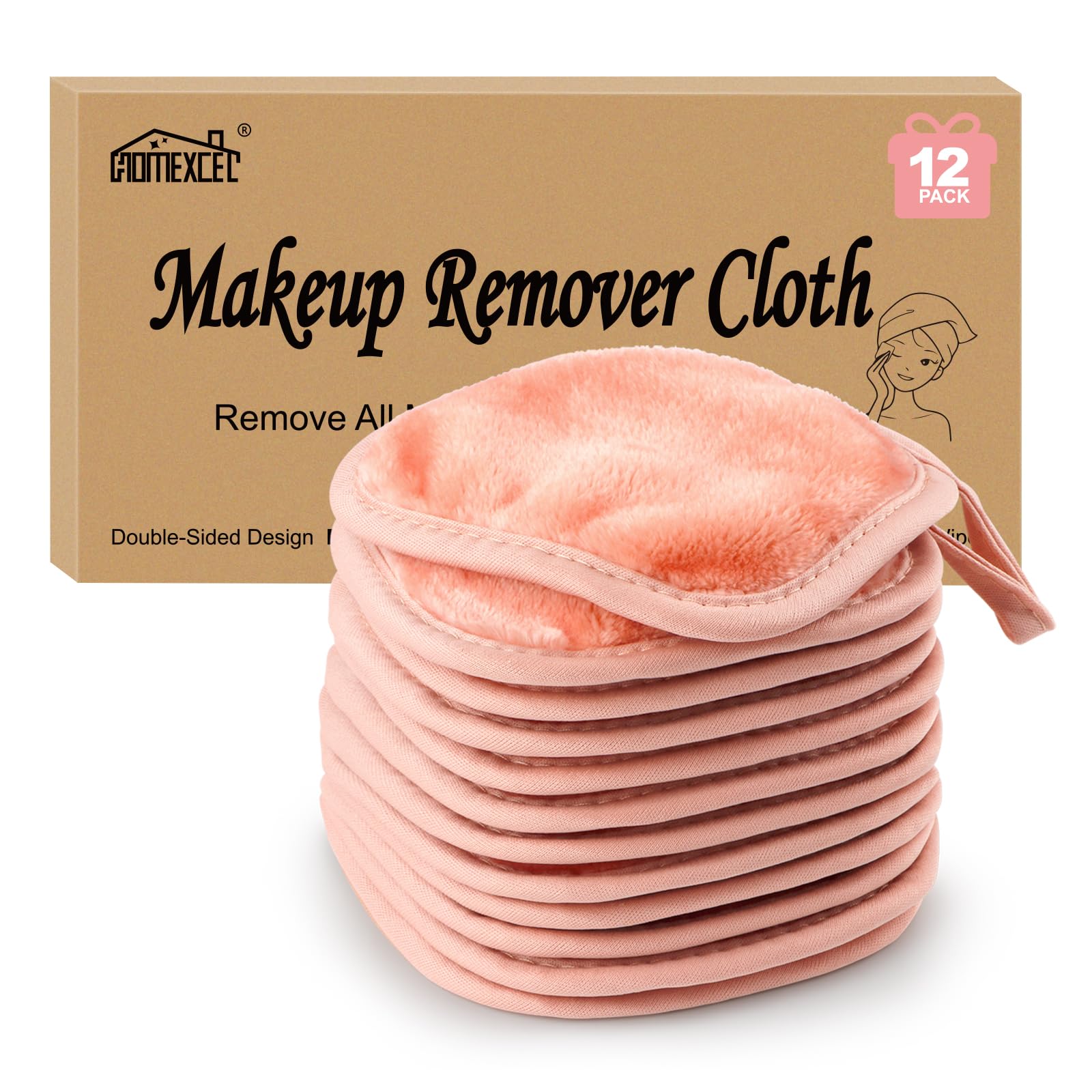 HOMEXCEL front pack of 12 pink cloths shows compact value and convenience