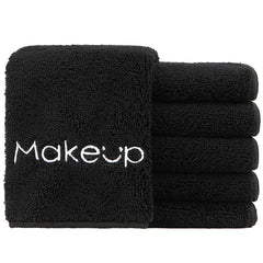 HOMEXCEL front pack of six black makeup remover cloths showing compact set and packaging benefit