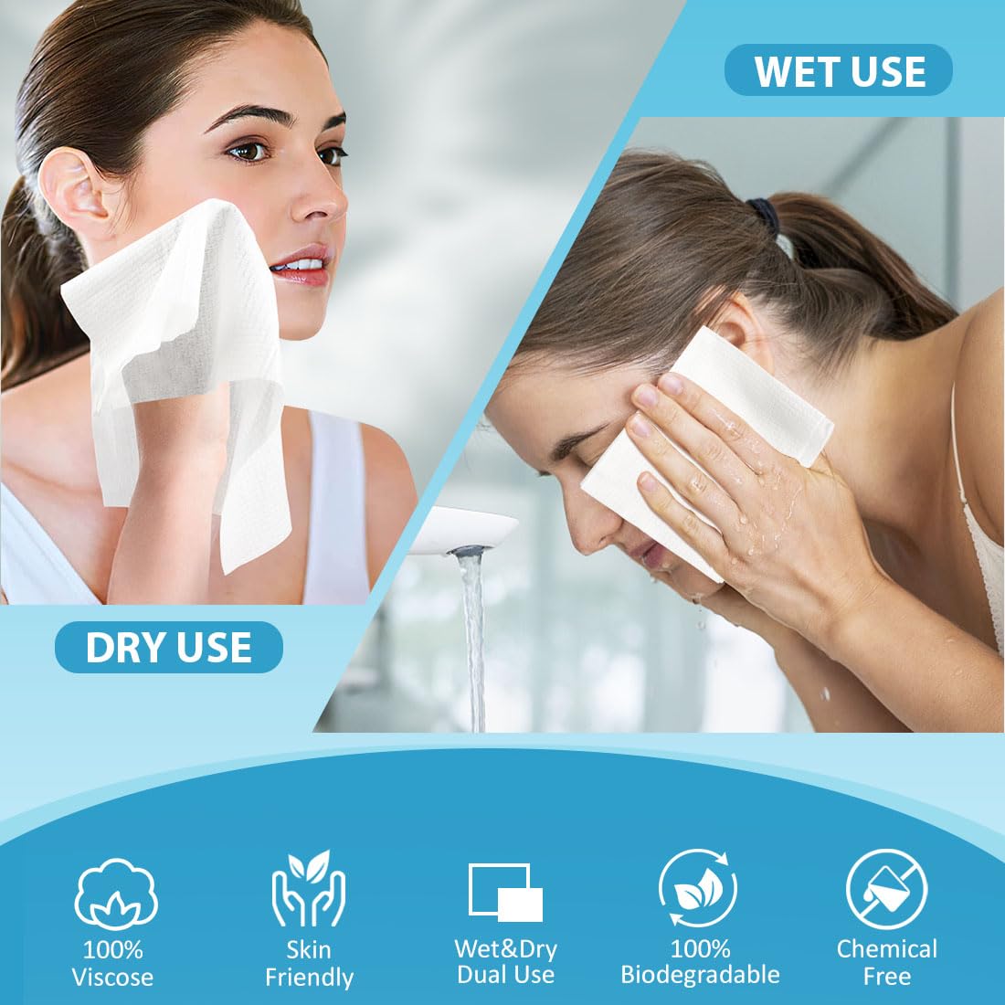 HOMEXCEL single towel flat lay showing full size and lint-free surface for gentle cleansing