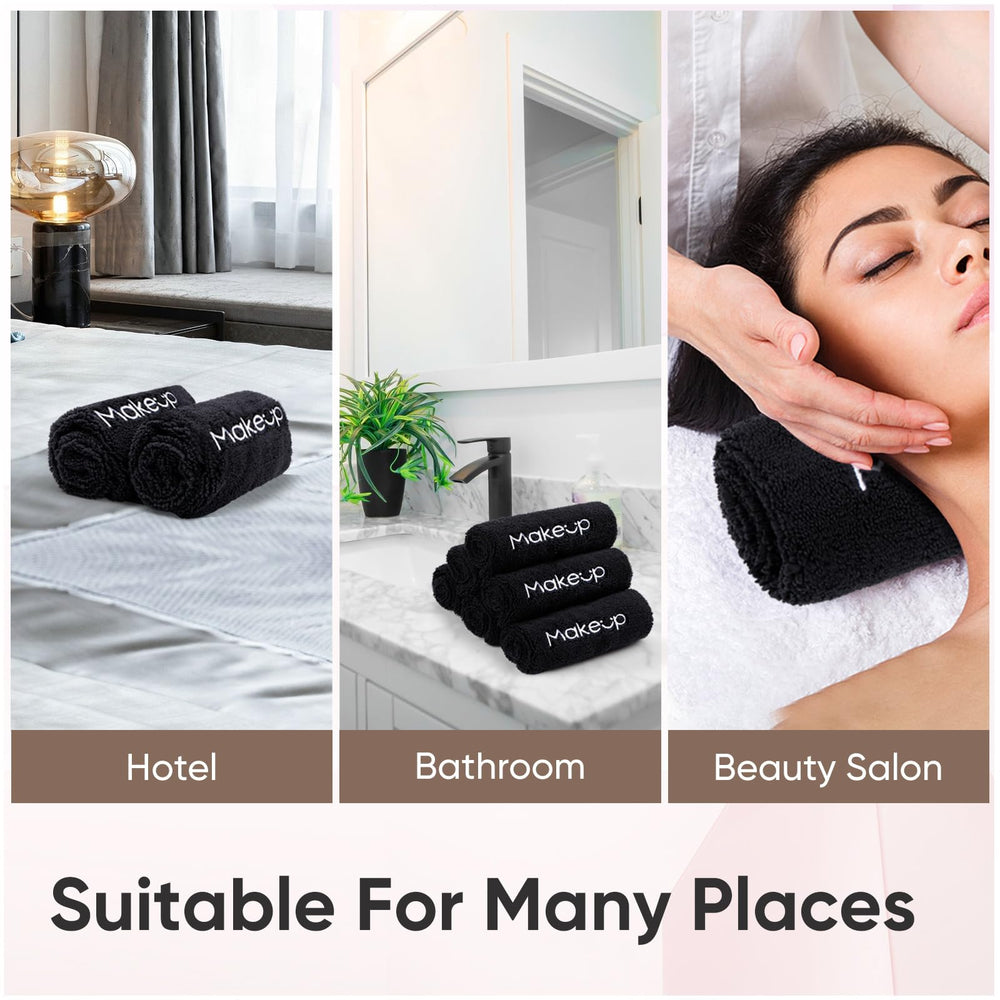 HOMEXCEL towel held in hand demonstrating 13x13 inch size and full-face coverage