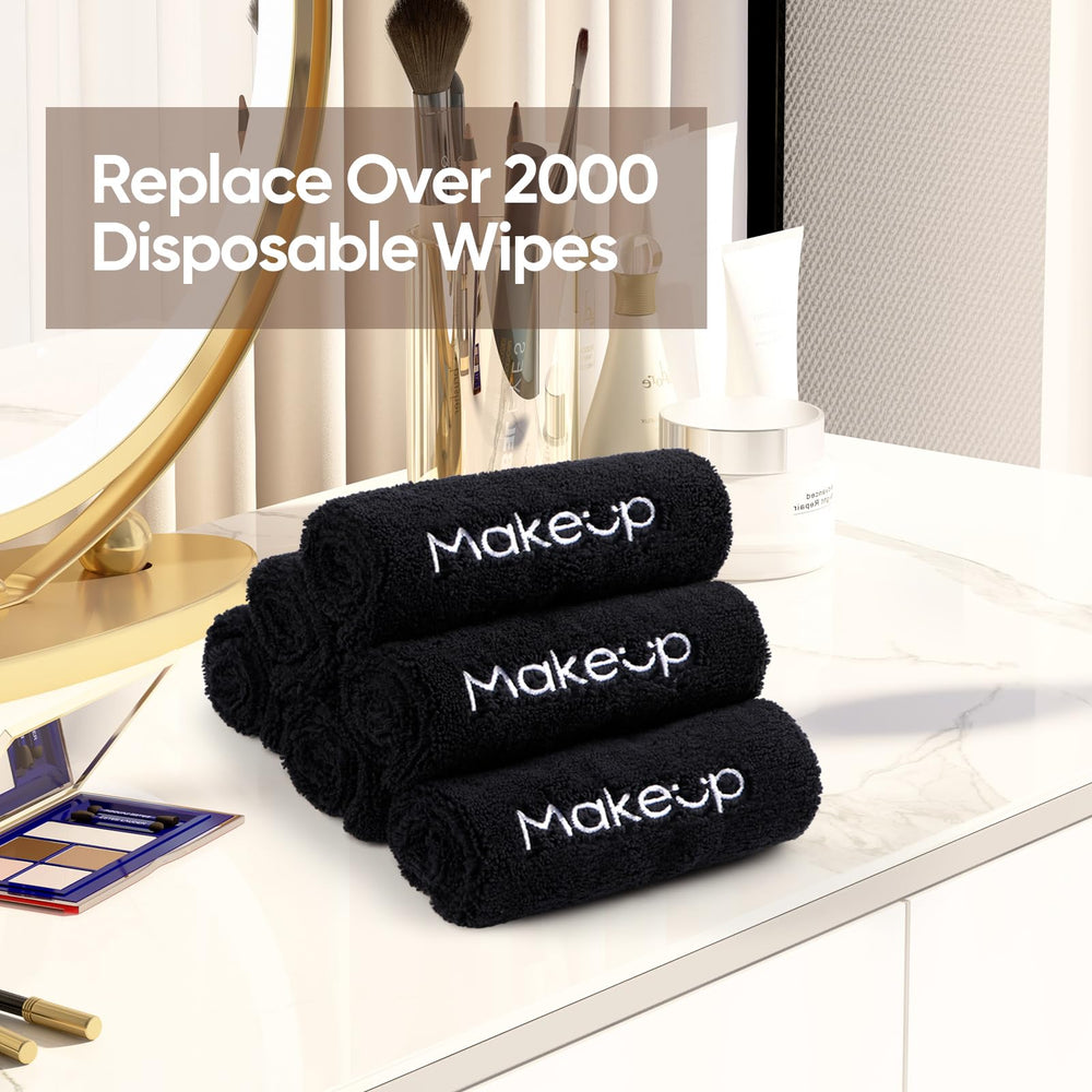 HOMEXCEL cloth removing mascara from eye area illustrating gentle, effective cleansing